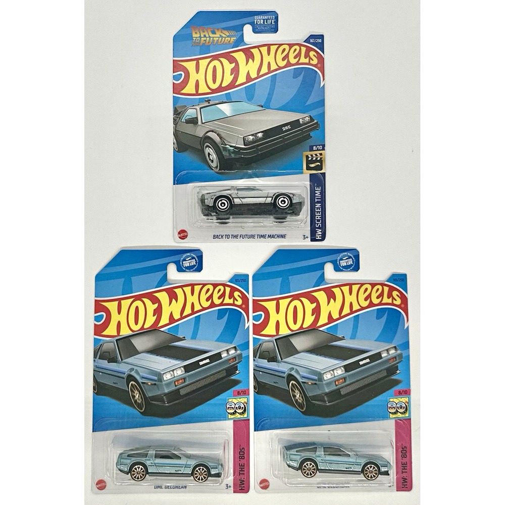Hot Wheels DeLorean Lot of 3 Back to the Future Time Machine DMC 1:64 Sealed